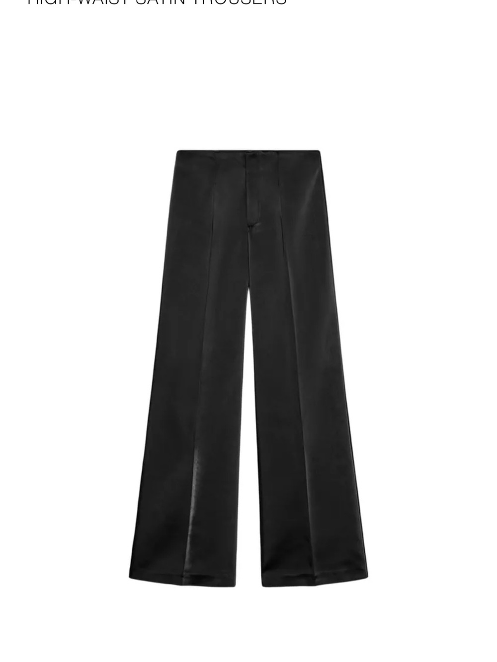 Zara Black Wide-Leg Satin Trousers